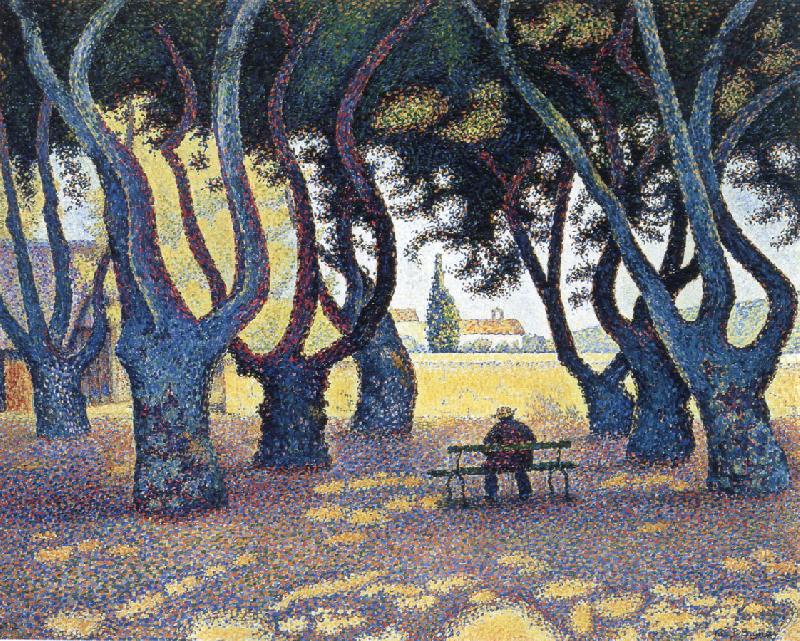 plane trees place des lices, Paul Signac